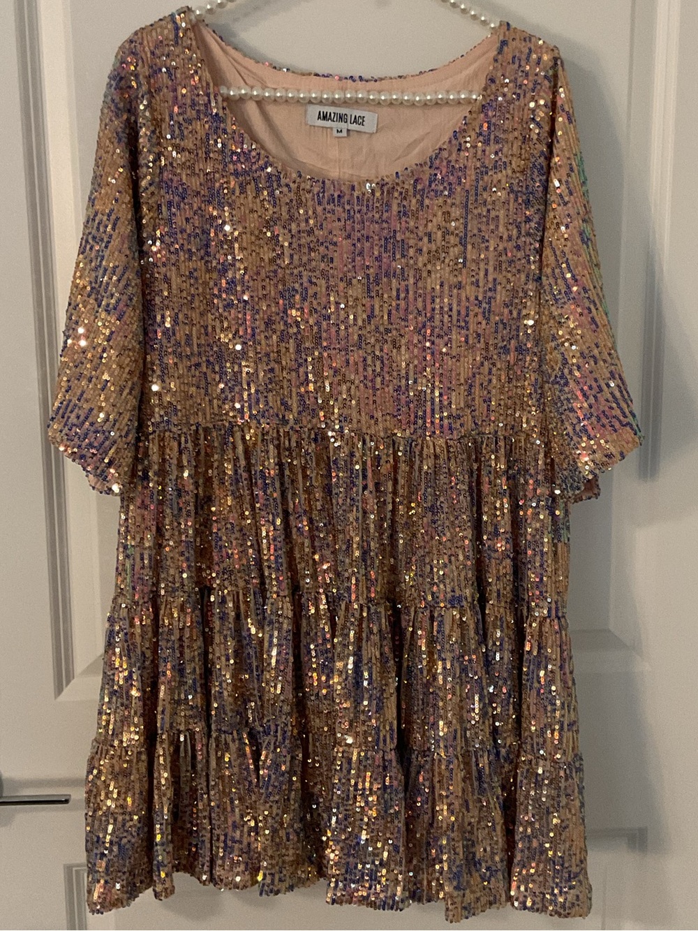 Amazing Lace My Queen Sequin Baby Doll Unicorn Color Dress